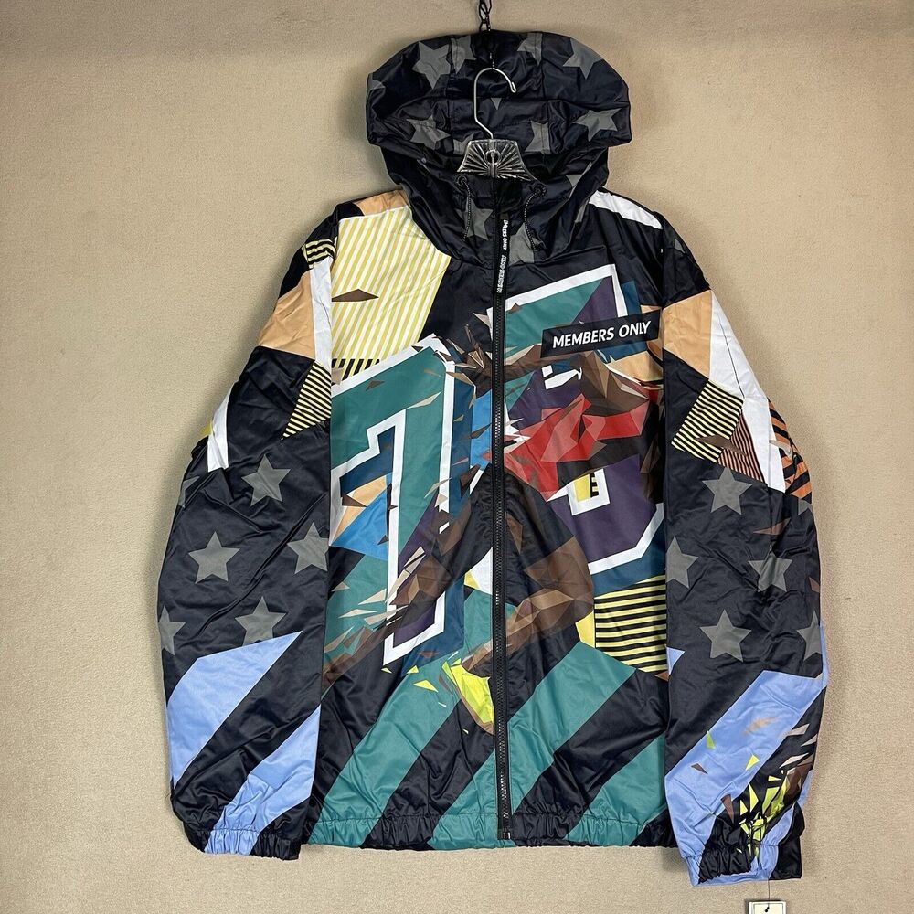 Members Only Puffer Jacket Mens Large Multicolor Hooded Full Zip Adult NWT‎